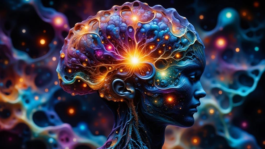 Abstract Neuroscience With Glowing Neural Pathways