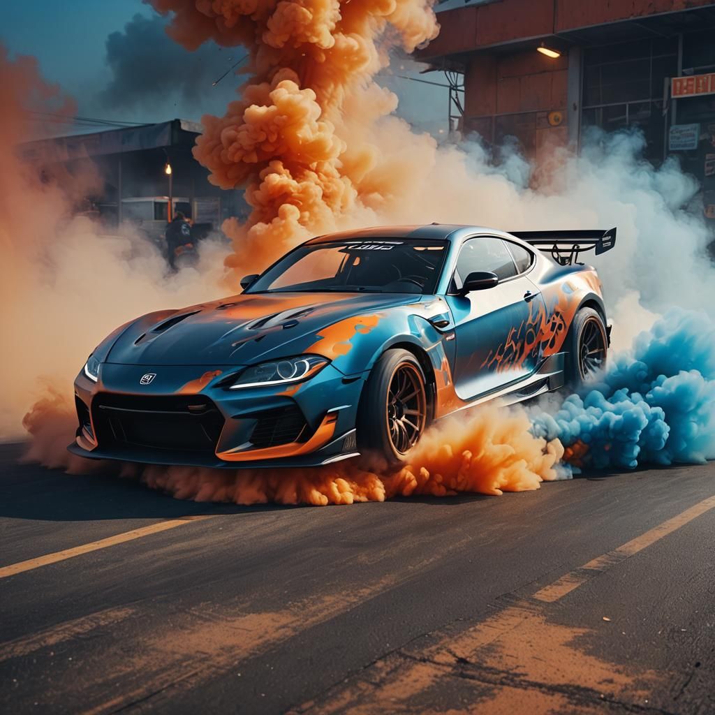 Futuristic Drift Car Concept Art in Vibrant Colors