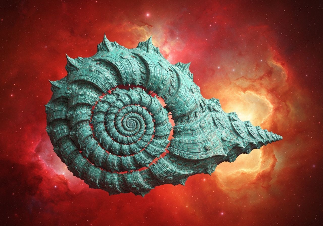 Art Deco Spaceship Drifting Through Nebula