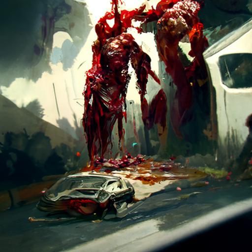 Sinister Car Crash: A Dark Fantasy Scene