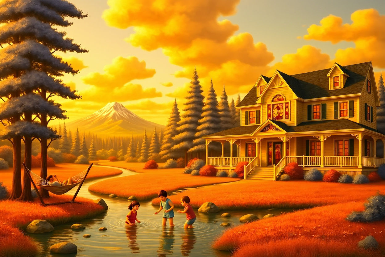 Dreamlike Fantasy Landscape with Pink Grass and Blue Trees