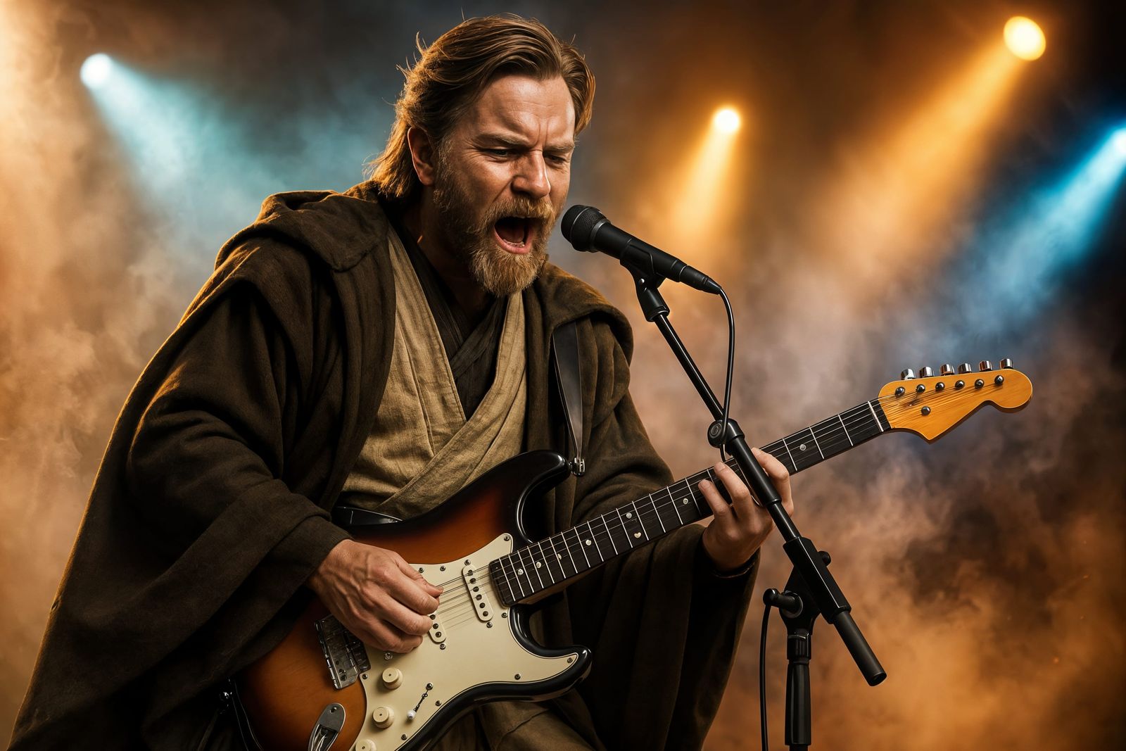 Obi-Wan Kenobi Rock Star Performing On Stage