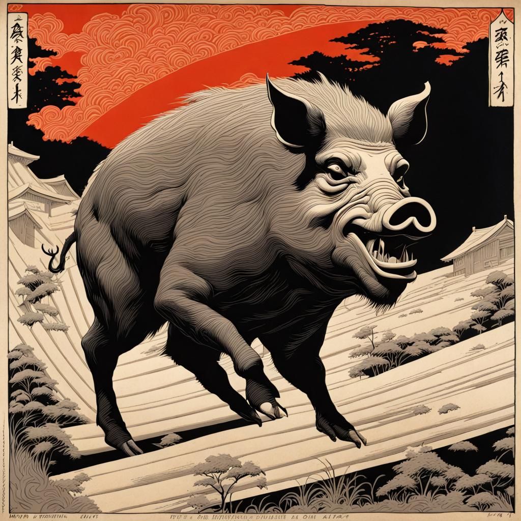 Intricate Boar Artwork in Detailed Style