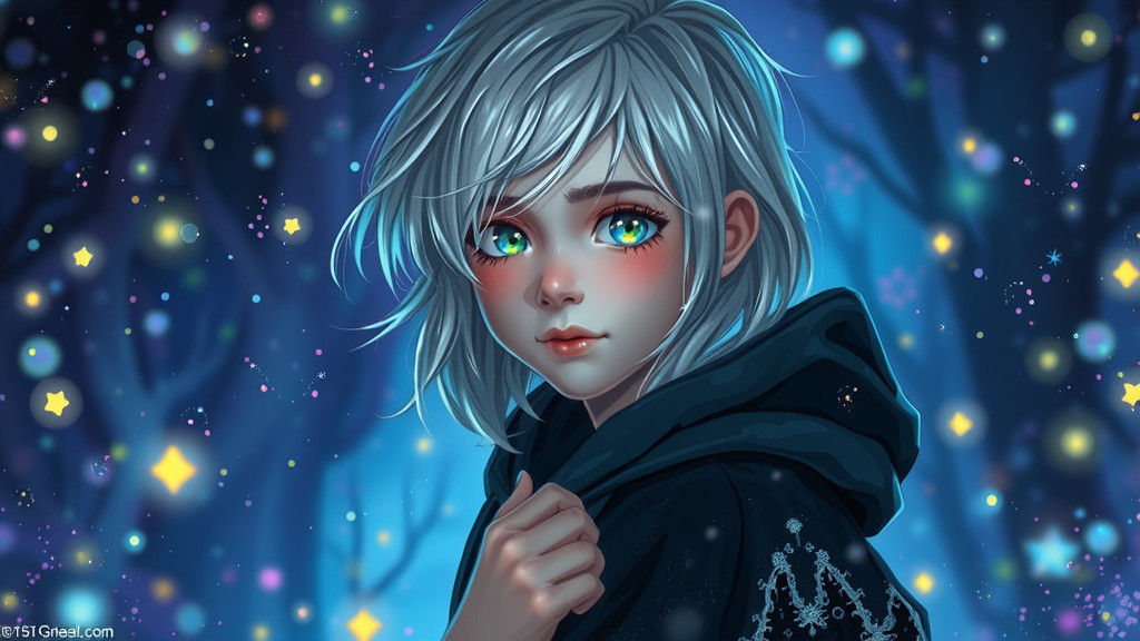 Mystical Boy in Bioluminescent Forest