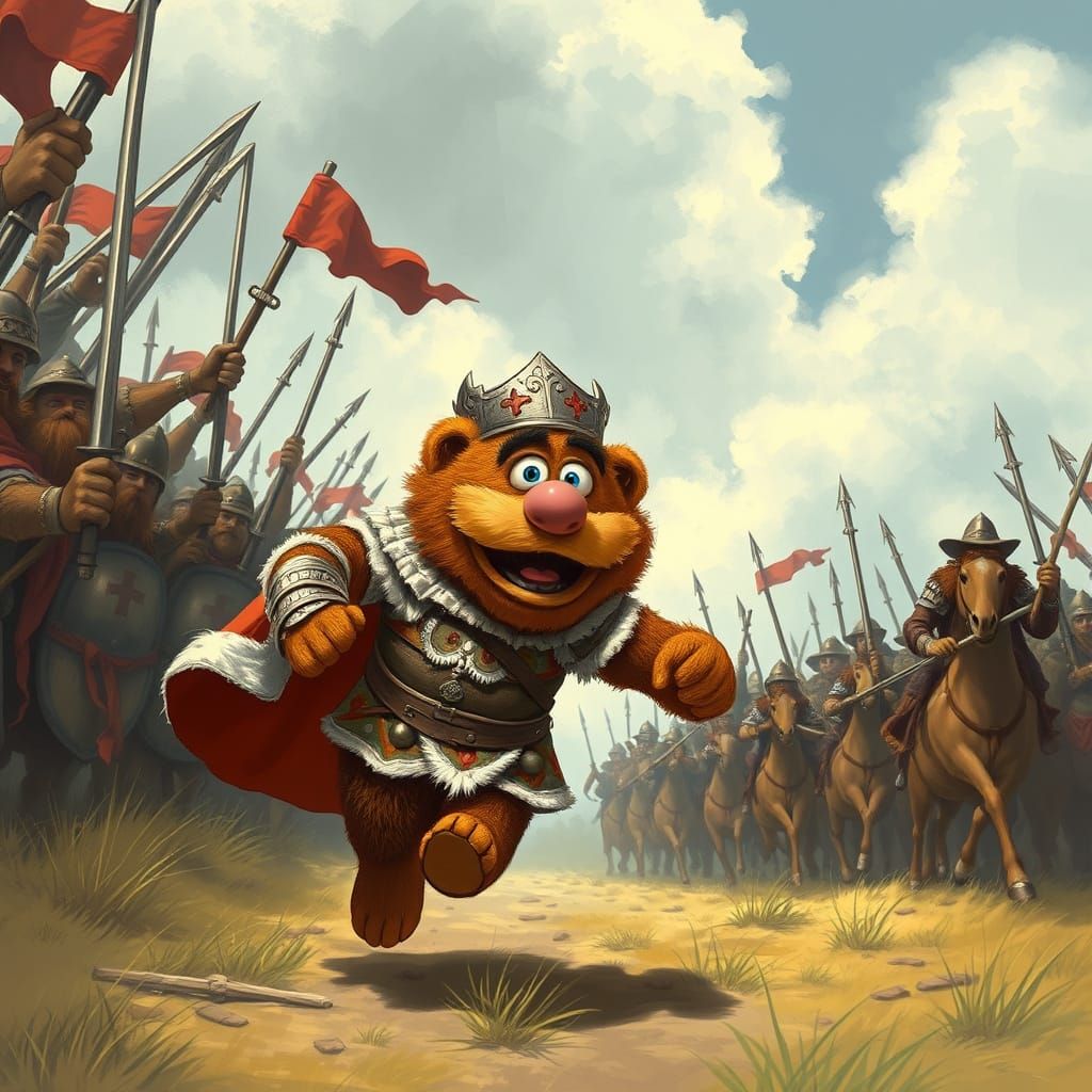 Fozzie Bear as King Richard the Lionheart in Battle Regalia