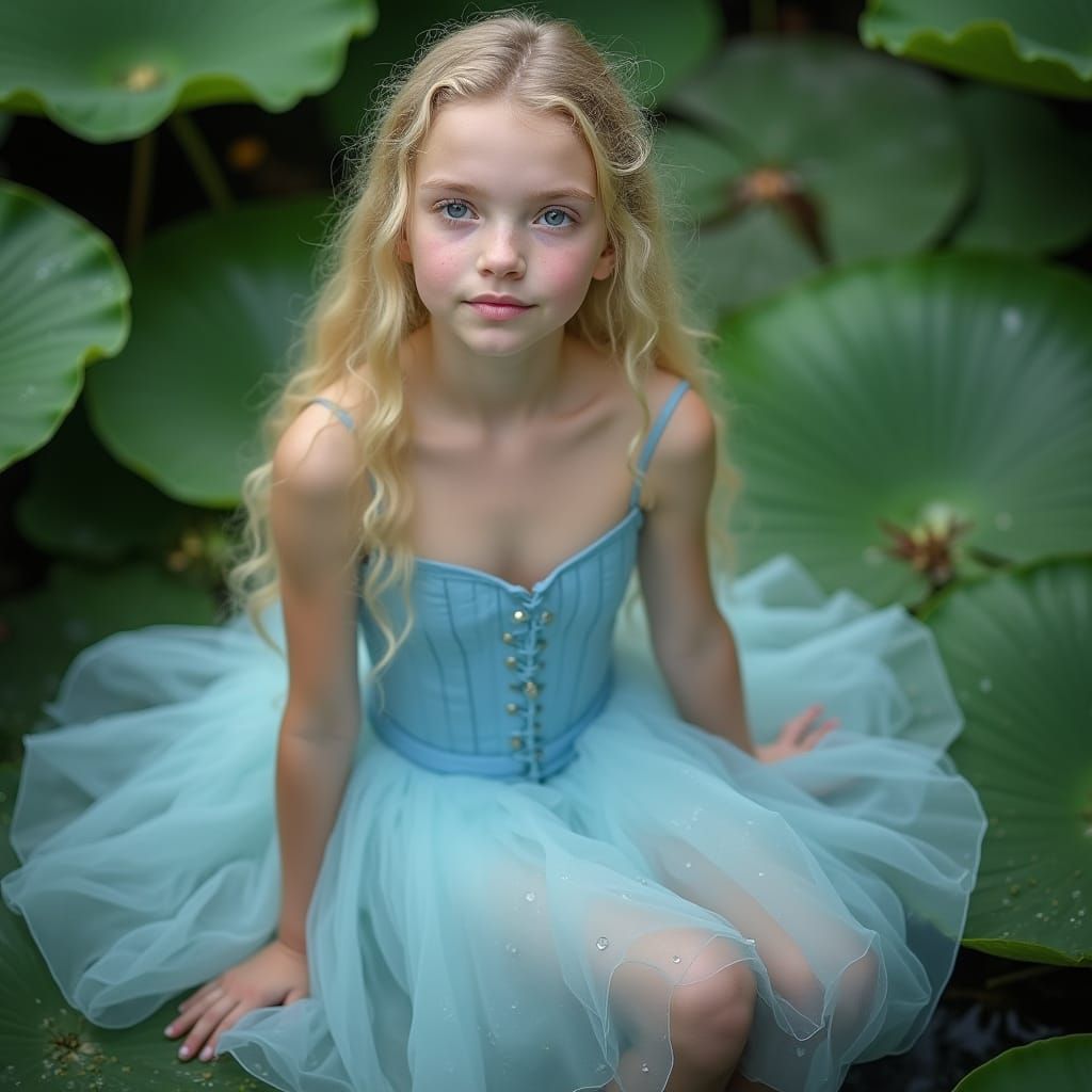 Teen Girl on Lily Pad: Dreamy Photography Aesthetic