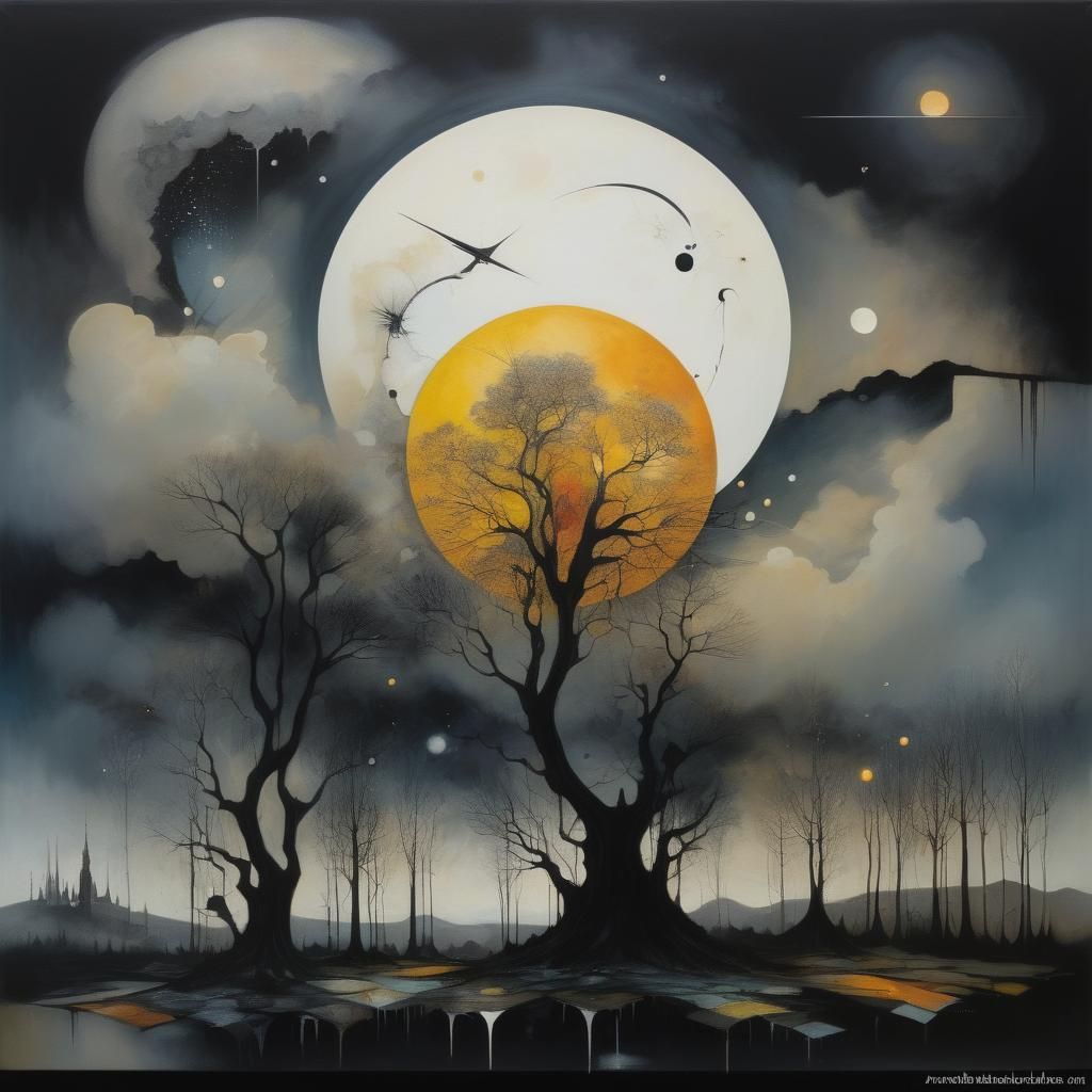 Surreal Cubist Dreamscape with Volumetric Lighting