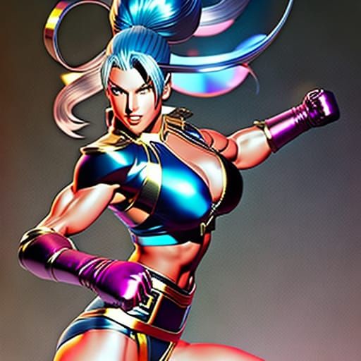 Female Bodybuilder as King of Fighters Character