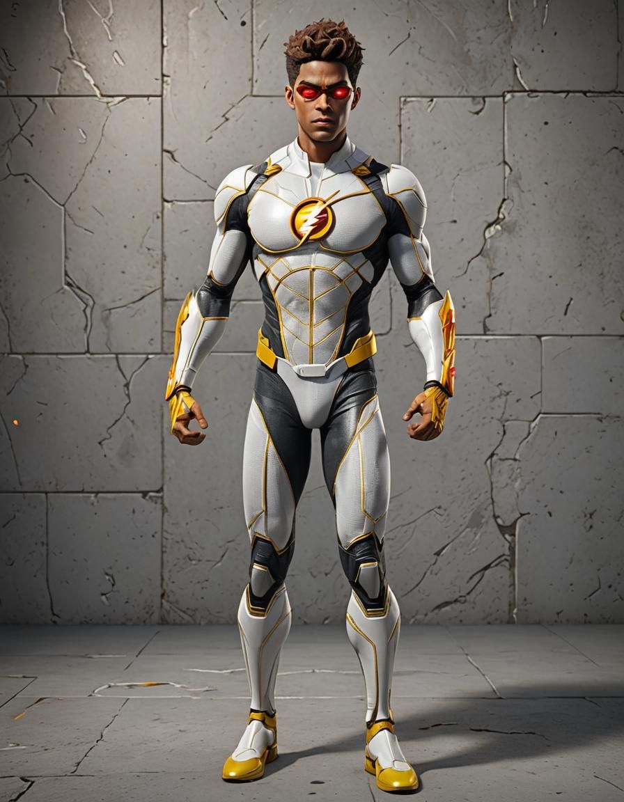Photorealistic Kid Flash in Metal Armor