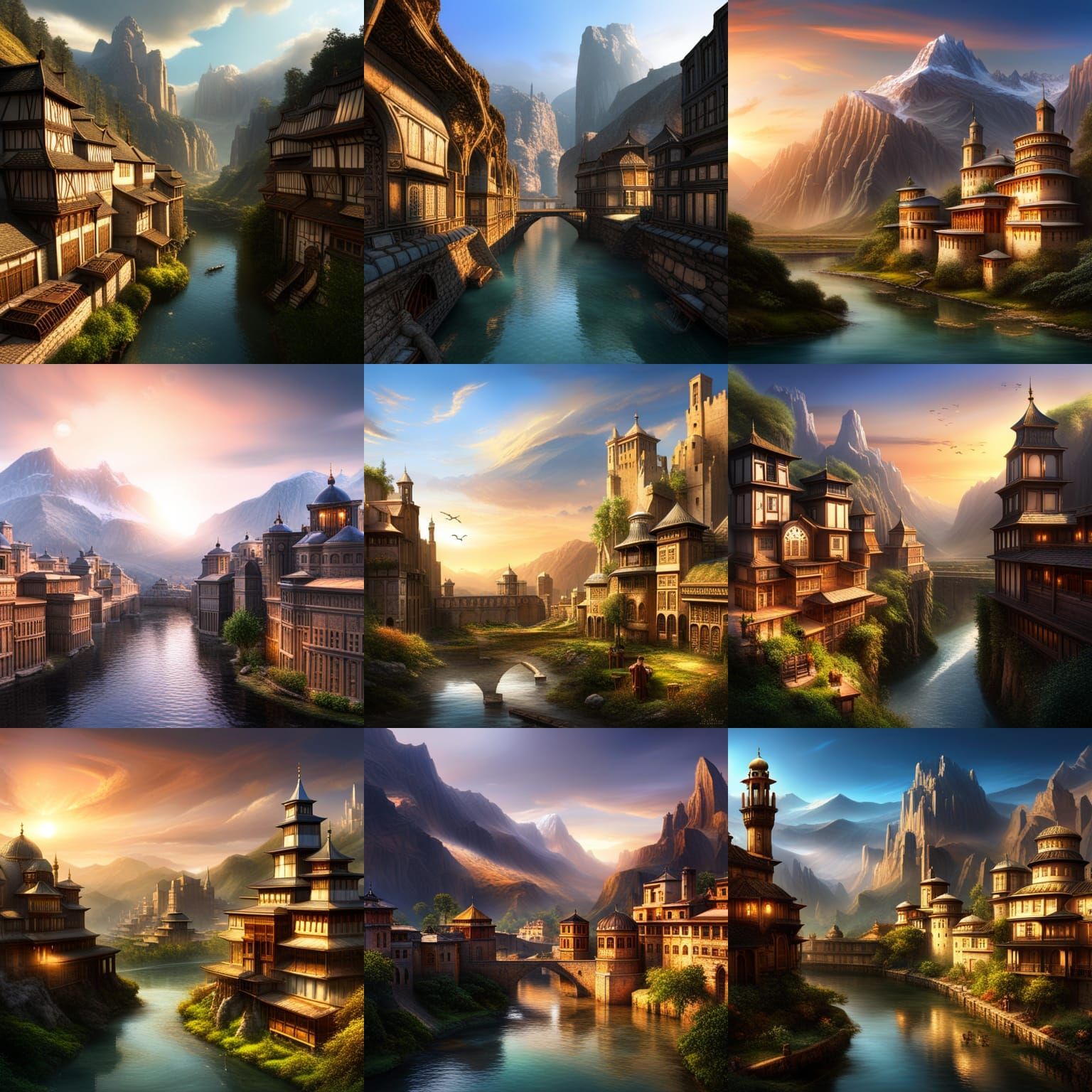 Medieval Islamic City with River: Digital Matte Painting