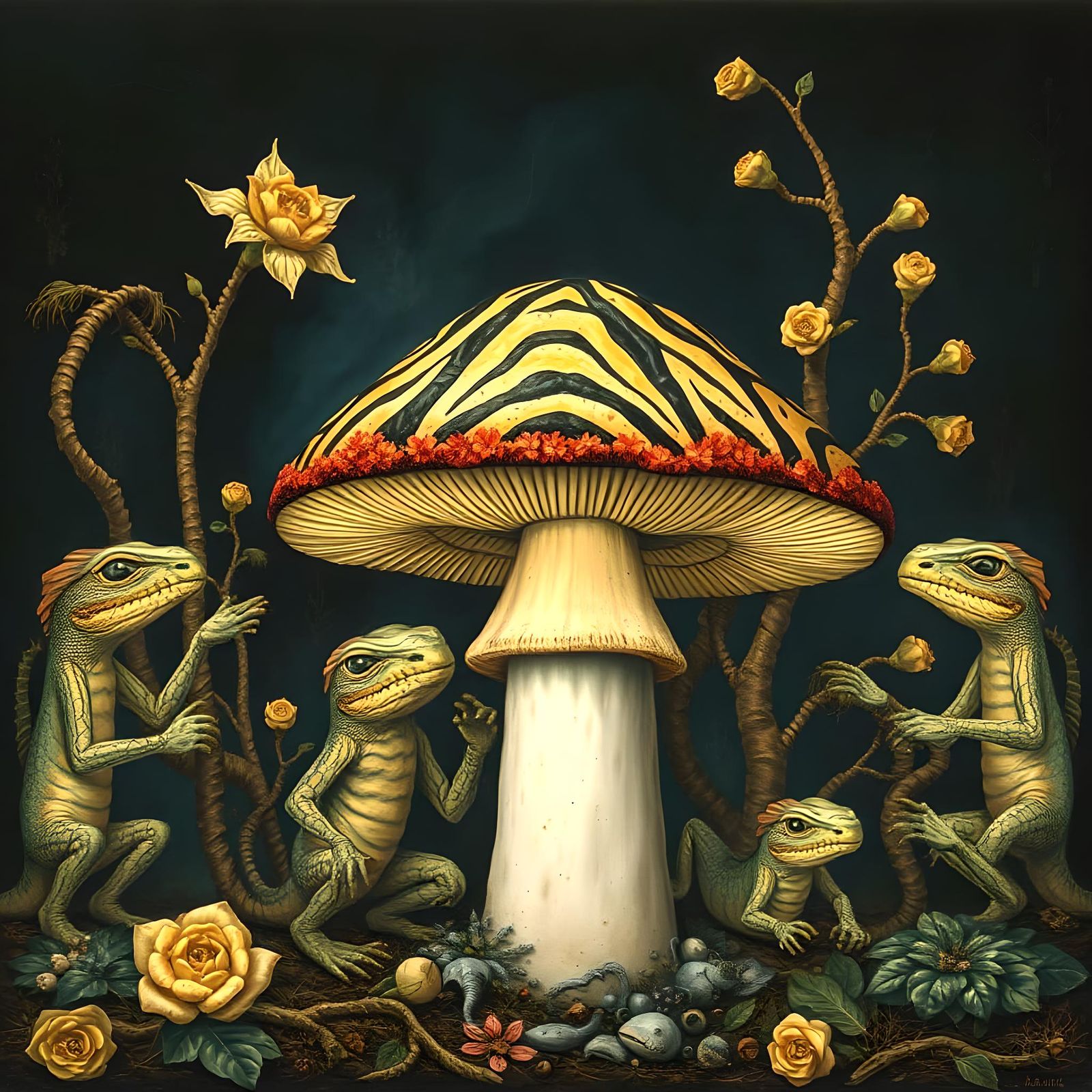 Zebra mushroom lizards