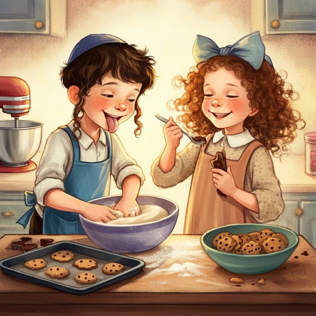 Joyful Baking Moment with Two Young Friends