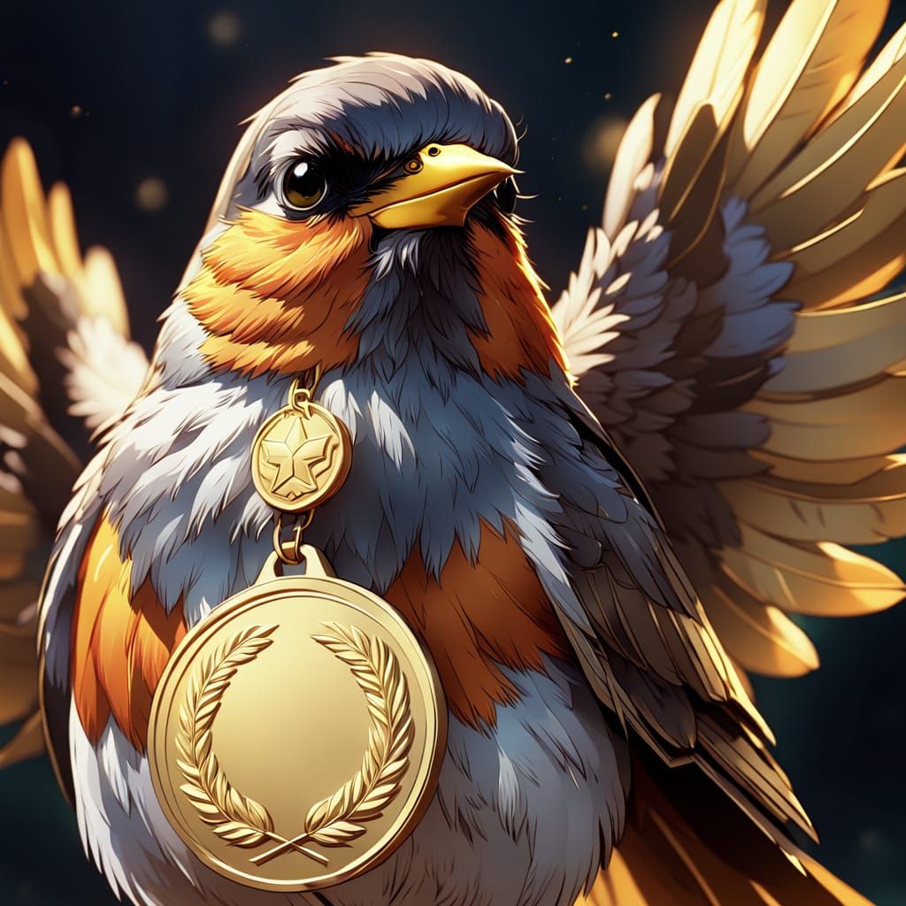 Proud Robin Wins Gold Medal in Anime Style