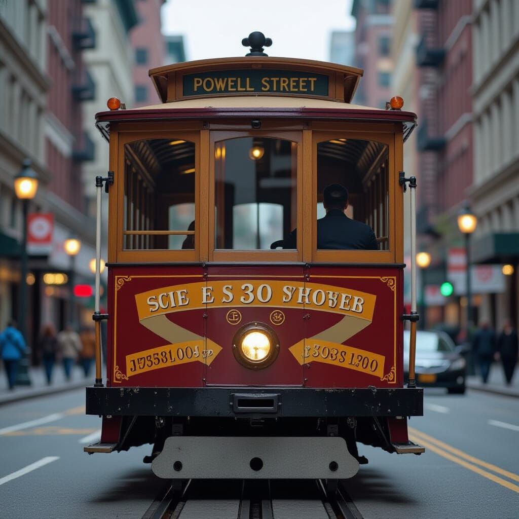 Vintage Powell Street Cable Car with Brass Accents