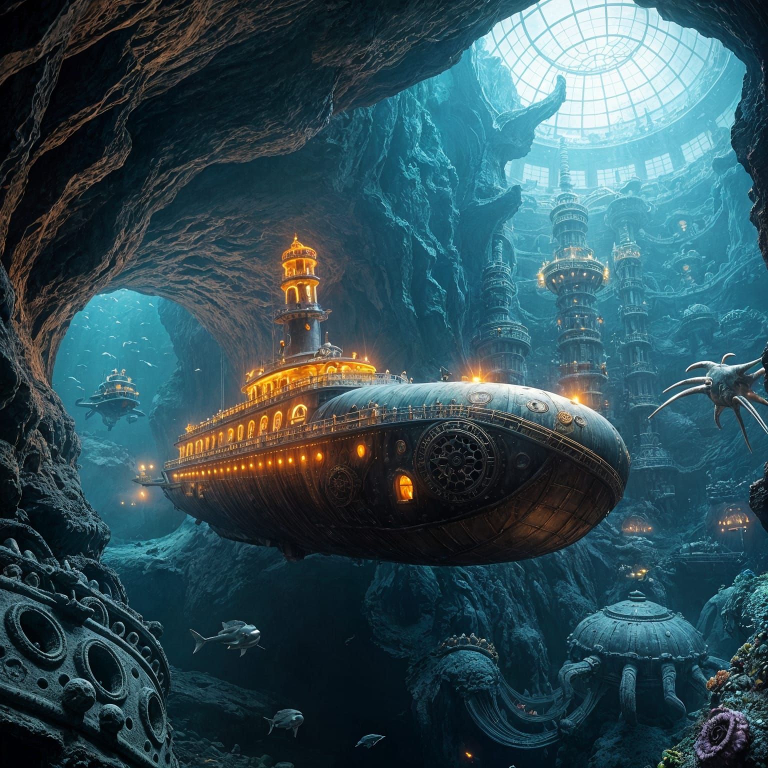Underwater City in Mariana Trench: Digital Matte Painting