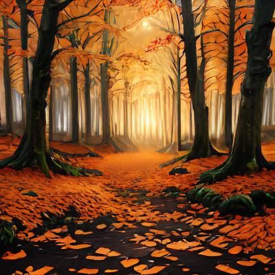 Irish Forest in Autumn at Sunset