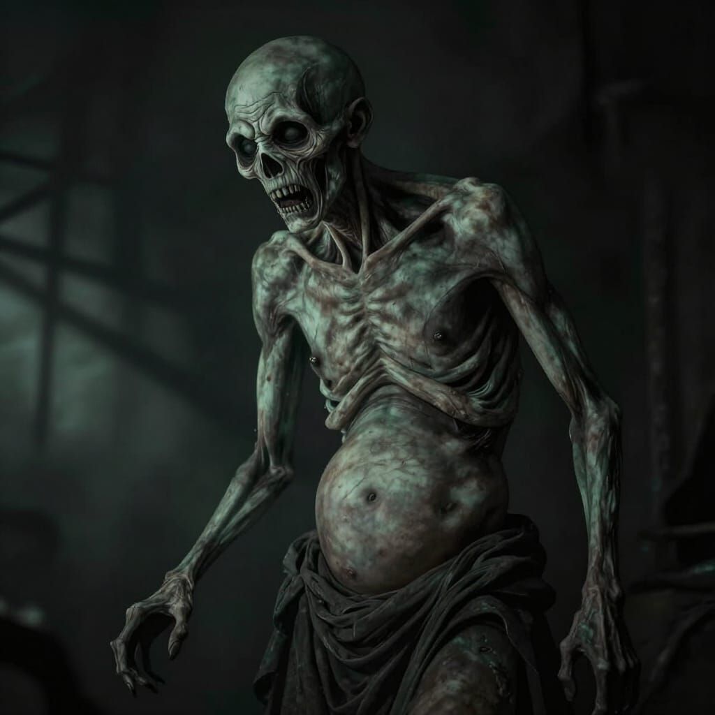 Gaunt Hungry Ghost in Photorealistic Style