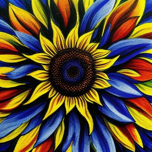 Folk Art Sunflower Close-Up