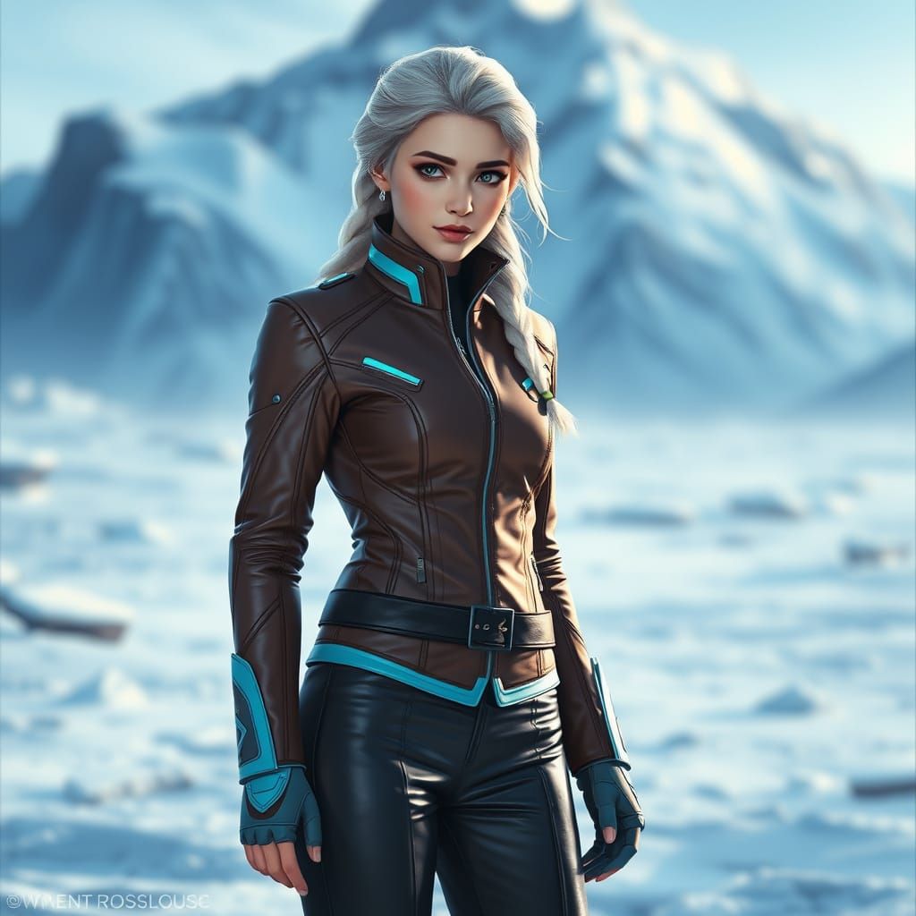 Elsa in Leather Outfit, Digital Art