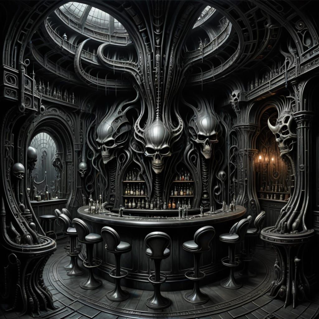 Surreal Bar in Giger's Nightmare Realm