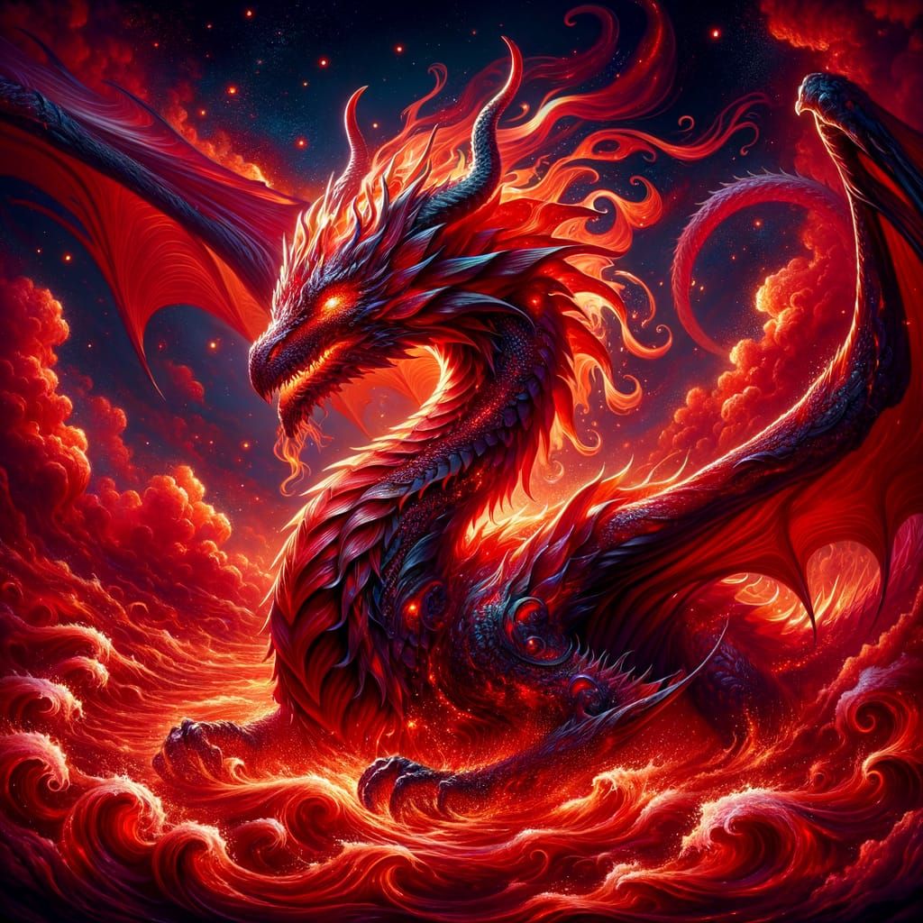 Magnificent Dragon in Crimson Tide