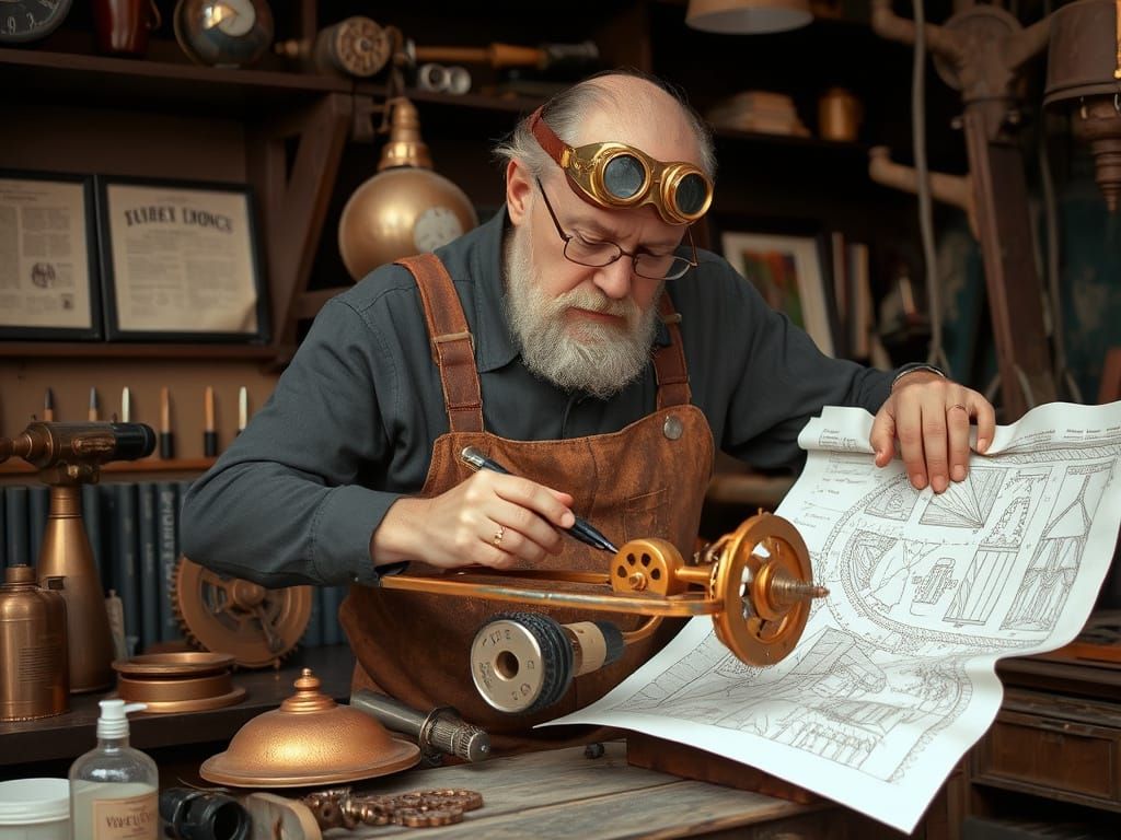 Steampunk Inventor's Workshop in Victorian-Era Wonder