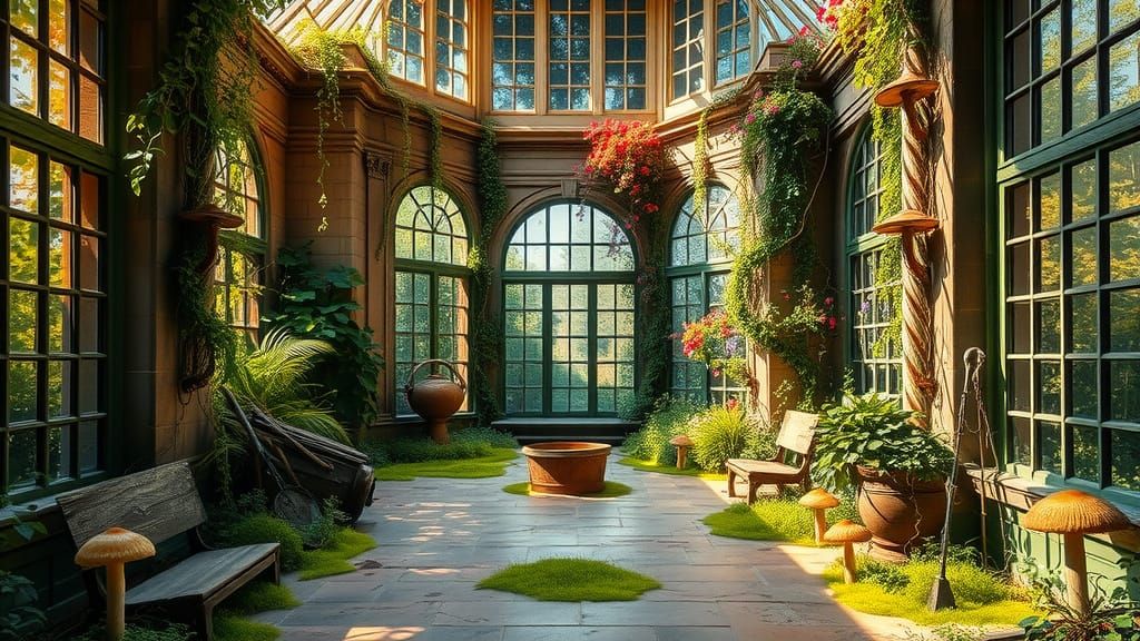 Majestic Abandoned Orangery in Whimsical, Pre-Raphaelite Sty...