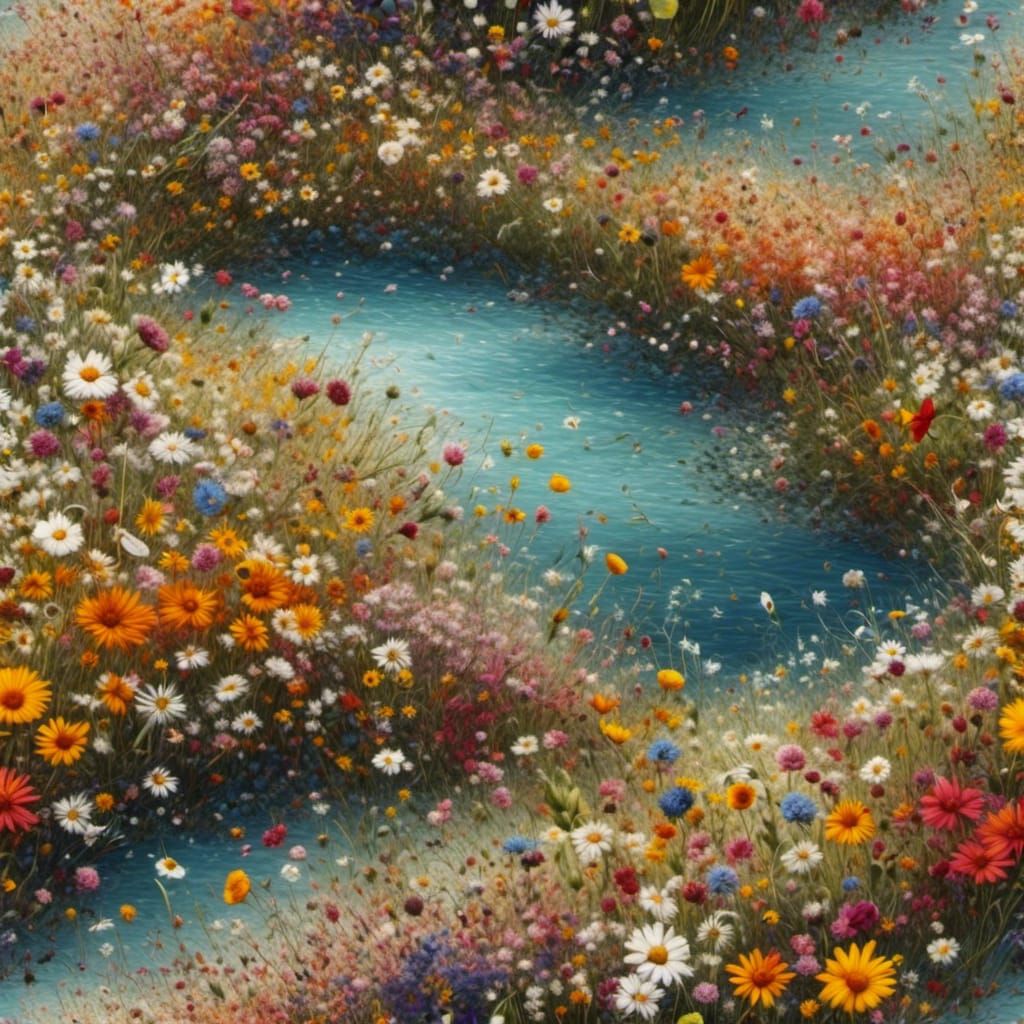 Spring Wildflowers by the Sea: An Oil Painting