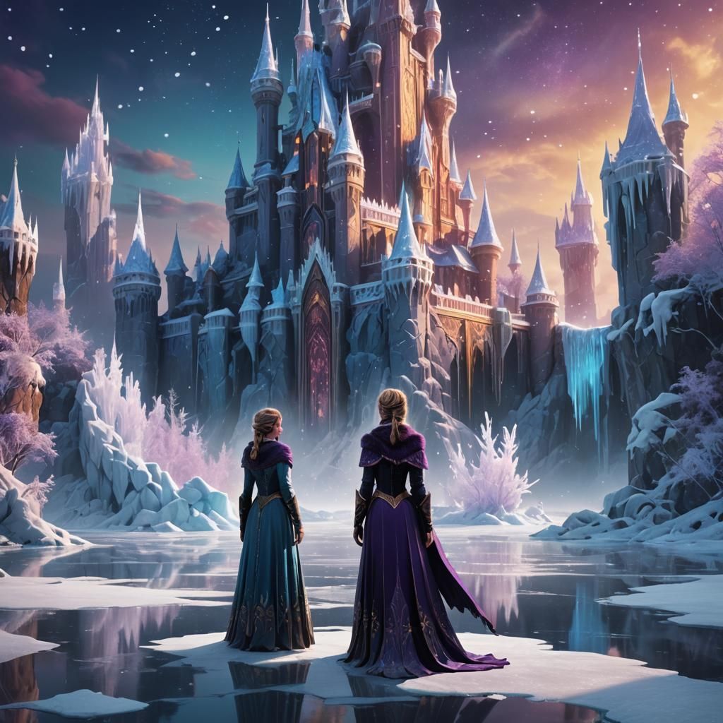 Regal Woman in Winter Fantasy Landscape