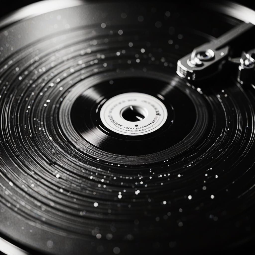 Macro Photograph of Vinyl Record Grooves