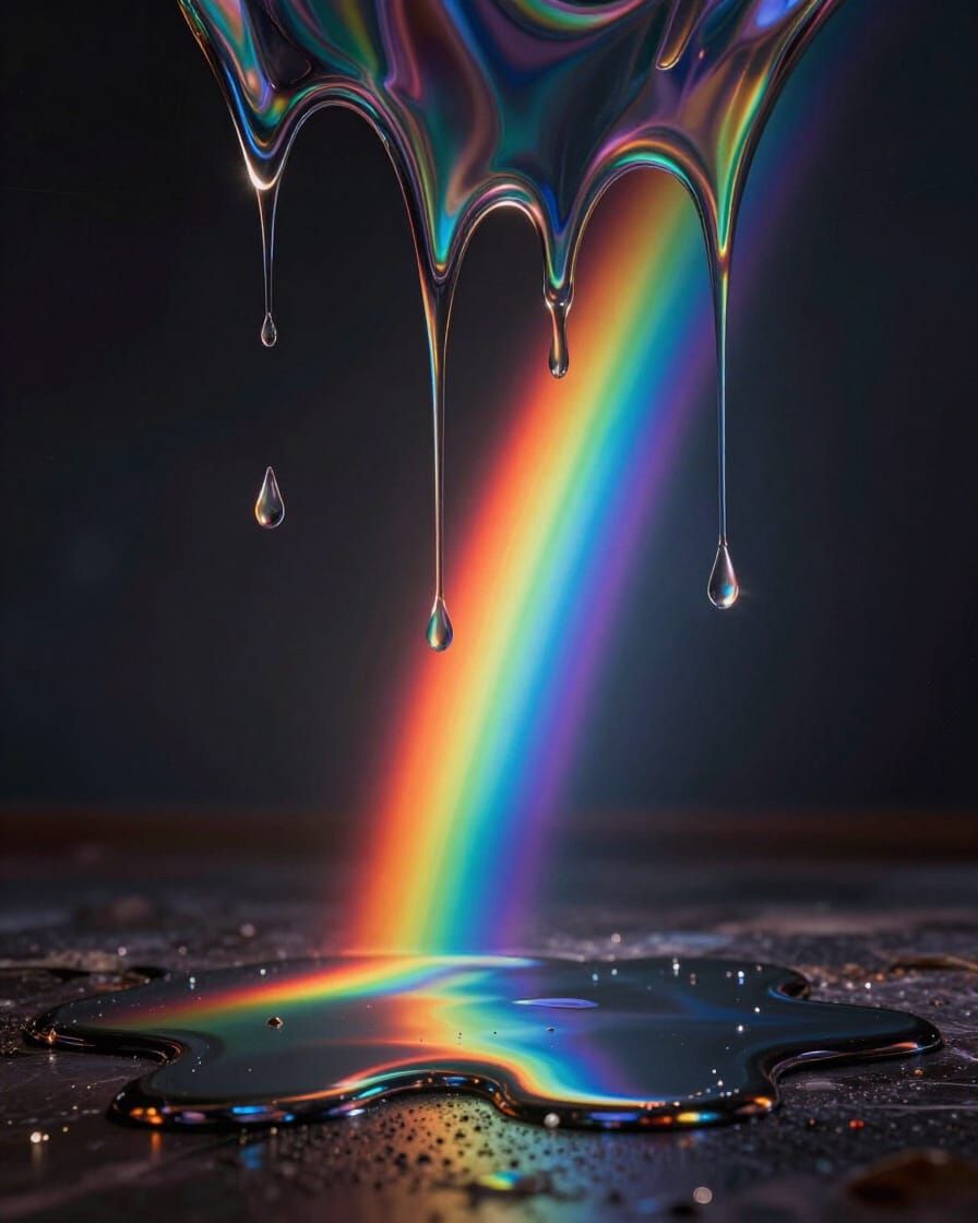 Rainbow Light Rays Refracting in Dark Room