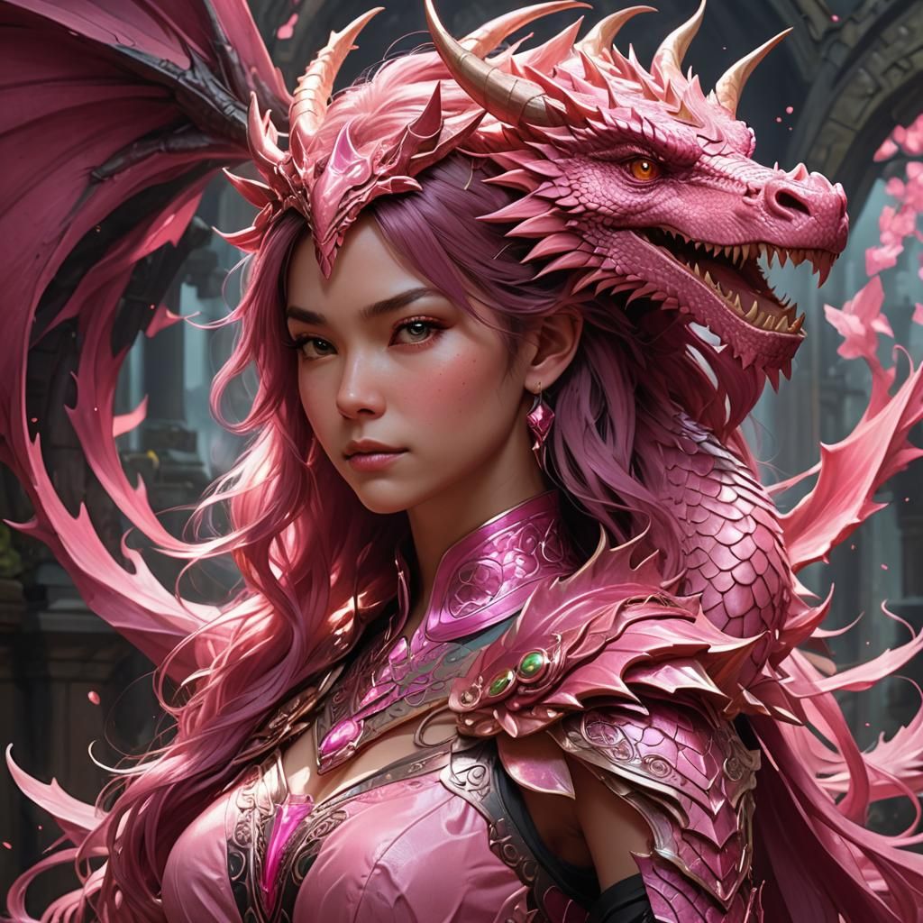 Pink Dragon and Human Bond Portrait