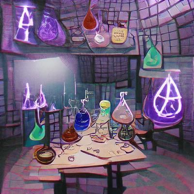 Detailed Alchemist's Laboratory Still Life