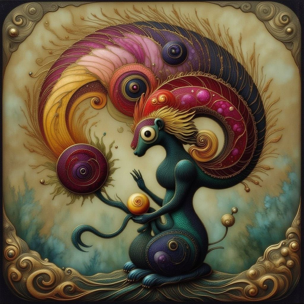 Abstract Gilded Ink and Cicada Song Art