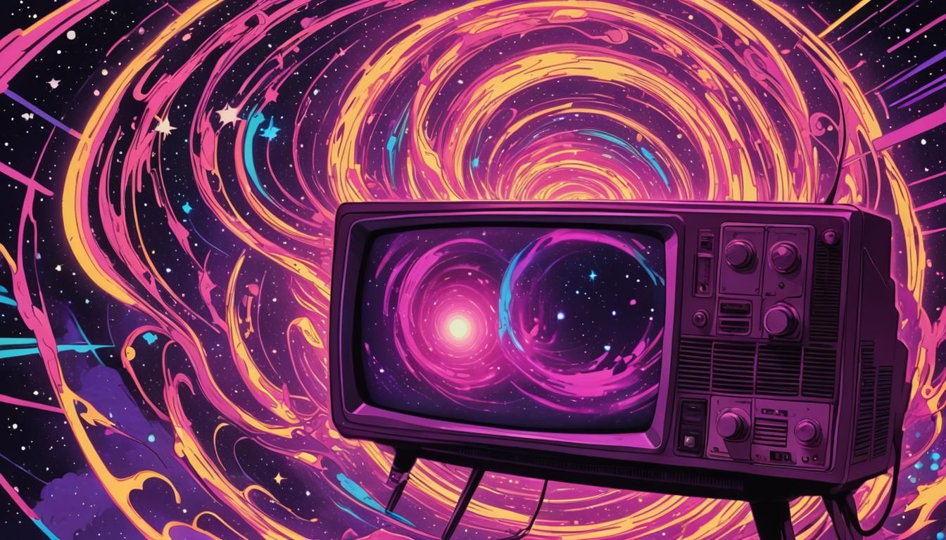 Neon TV in Cosmic Comic Book Art