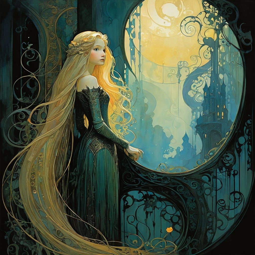 Rapunzel in a Surreal Symbolic Style