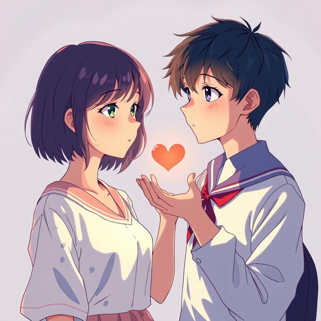 Anime Boy Holding Heart in Studio Trigger Style