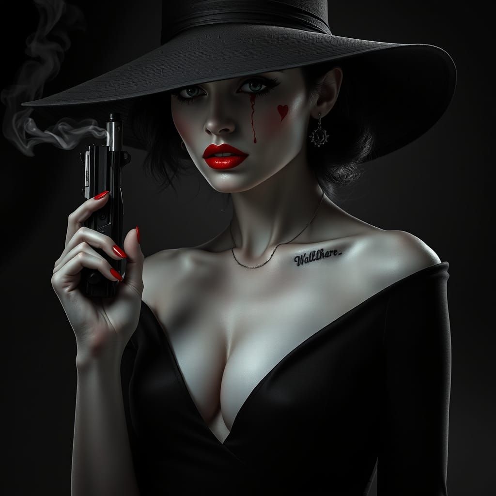 Mysterious Woman in High-Fashion, Monochrome Elegance