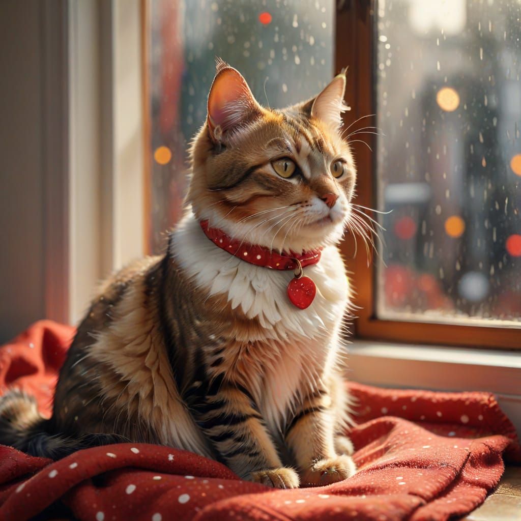 Cozy Cat Illustration in Watercolor Style