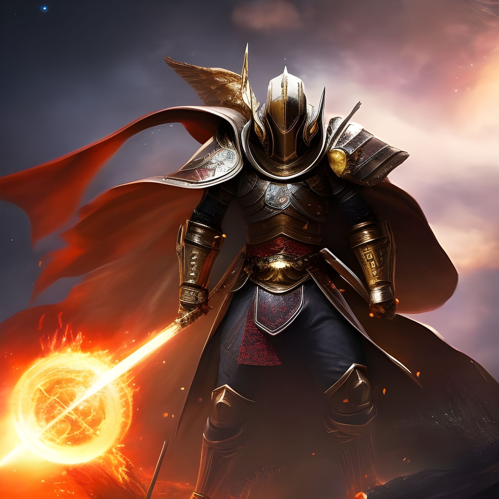 Knight Under Nebula in Detailed Fantasy Armor