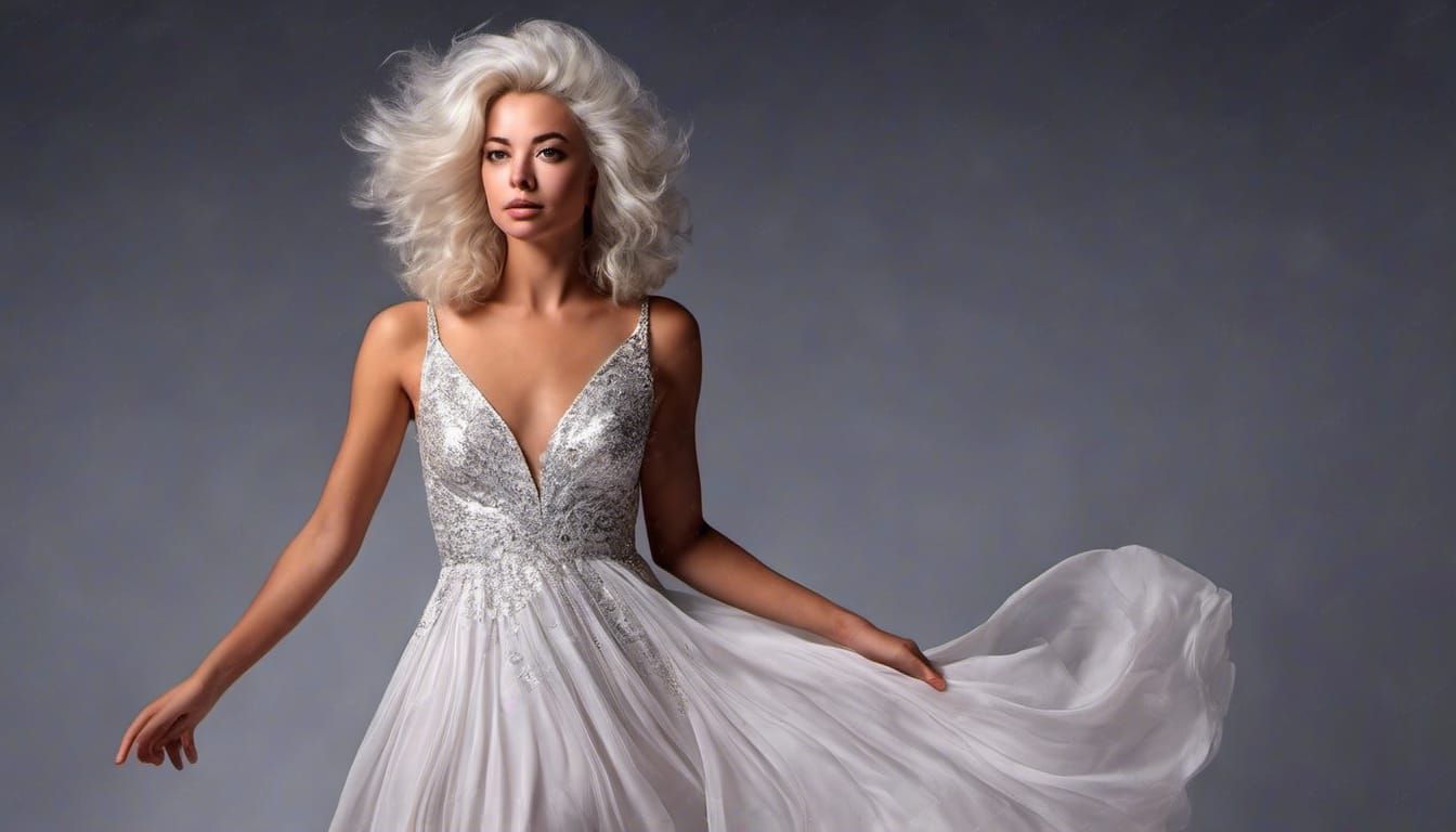 Elegant Woman in White Gown: A Kodak Film Still