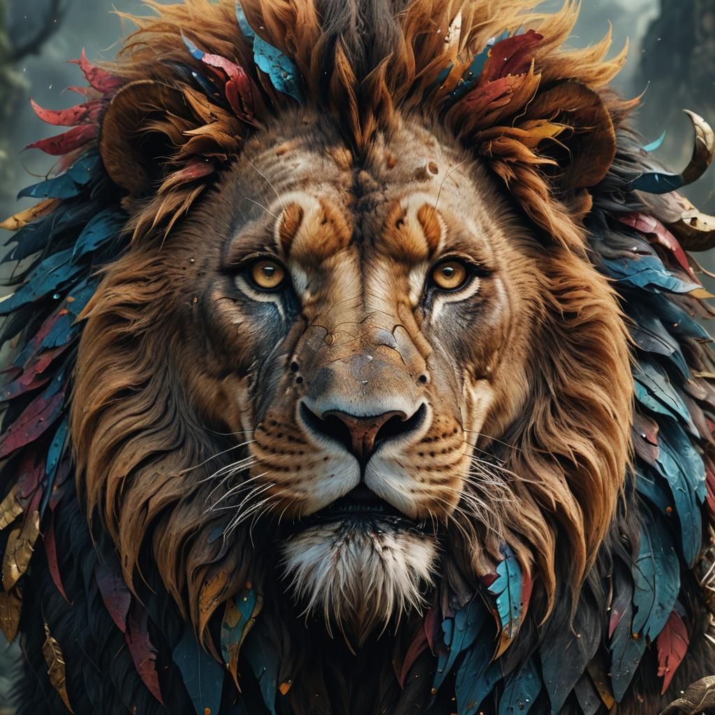 Detailed Lion Face in Fantasy Concept Art