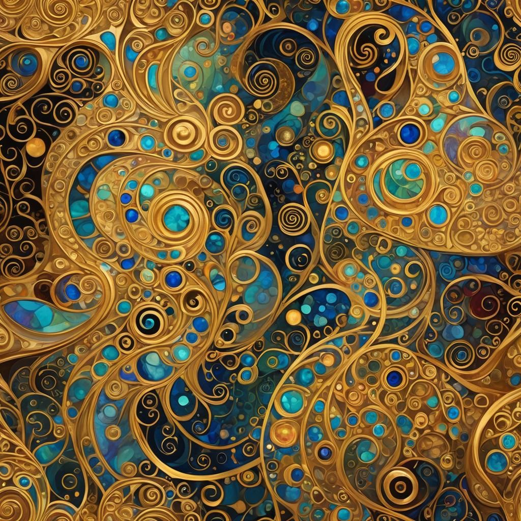 Klimt-Inspired Abstract with Gold and Jewel Tones