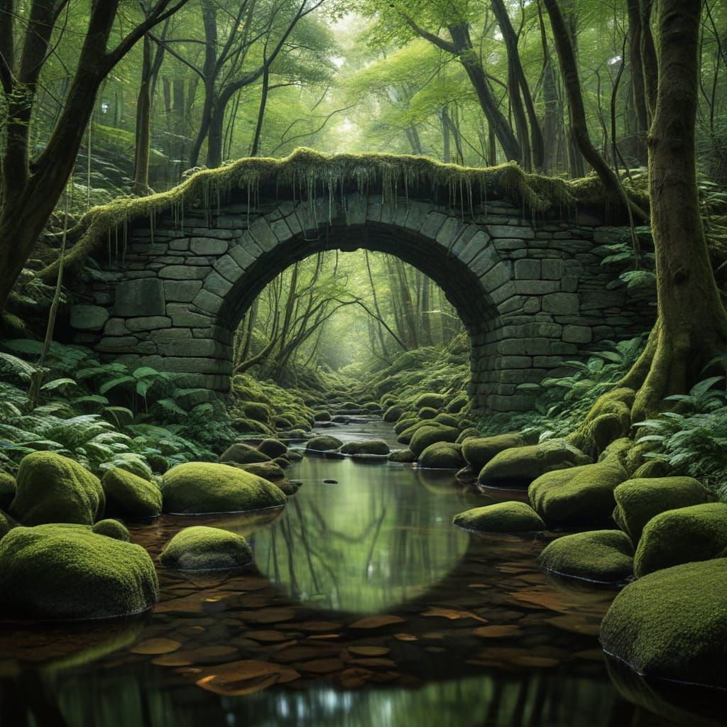 Mystical Bioluminescent Forest Archway in Watercolor