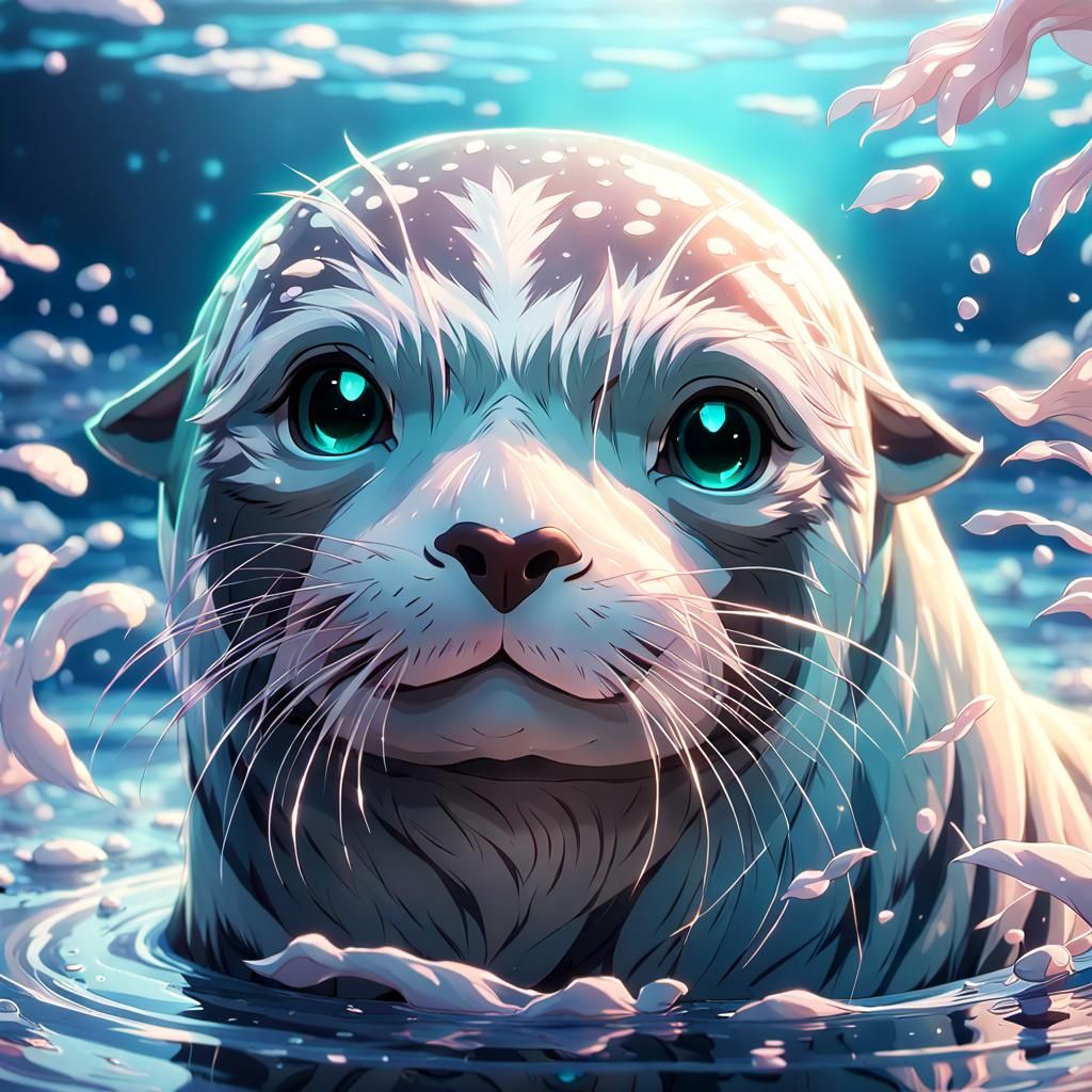 Anime-Inspired Seal Portrait in Majestic Pose