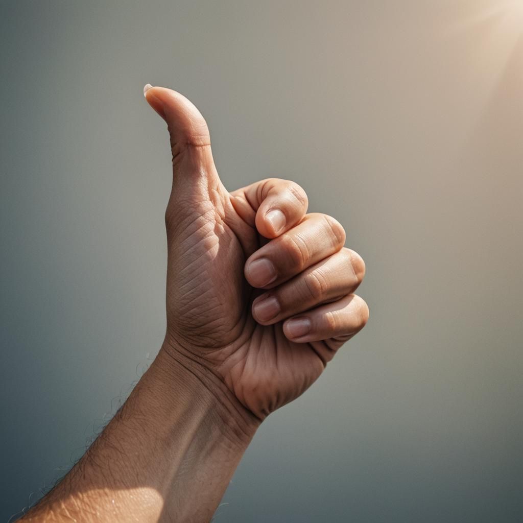 Macro Photography of a Hand Giving Thumbs Up