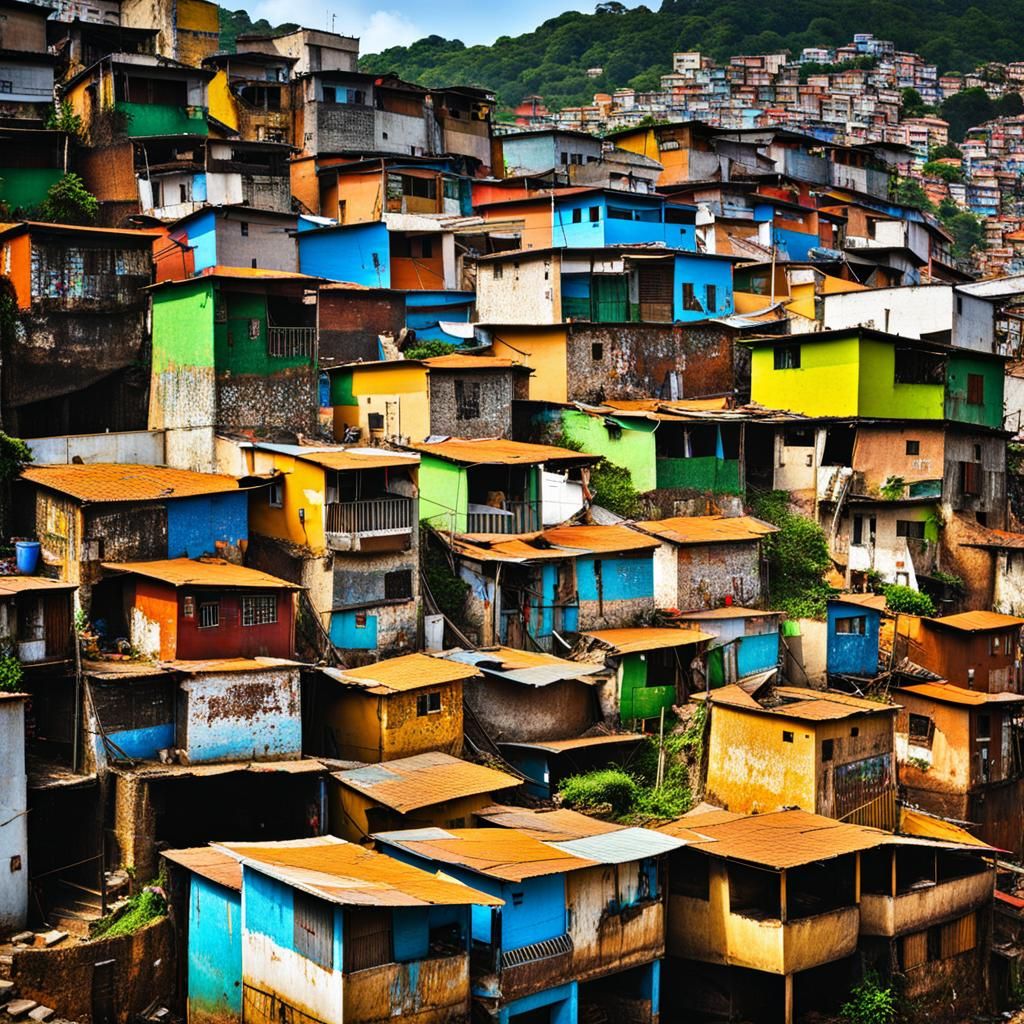 Vibrant Favela Scene: Urban Landscape