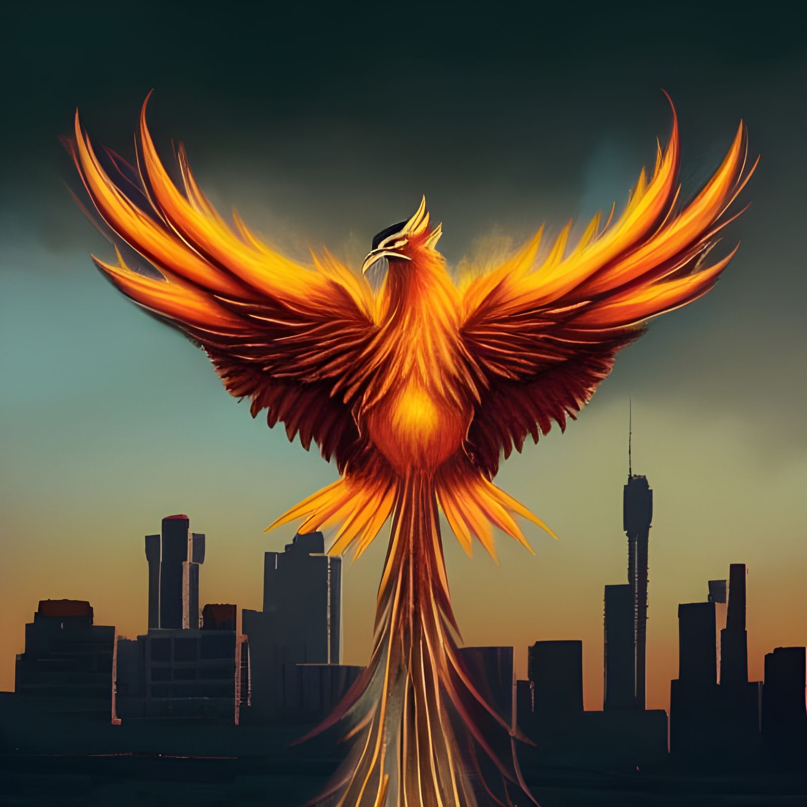 Fiery Phoenix Rising from the Ashes