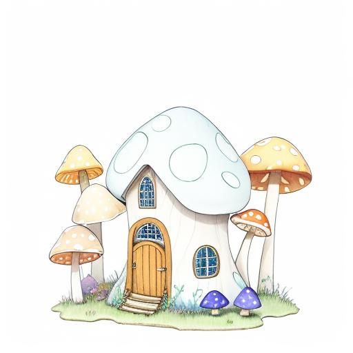 Enchanted Mushroom House in Colorful Forest