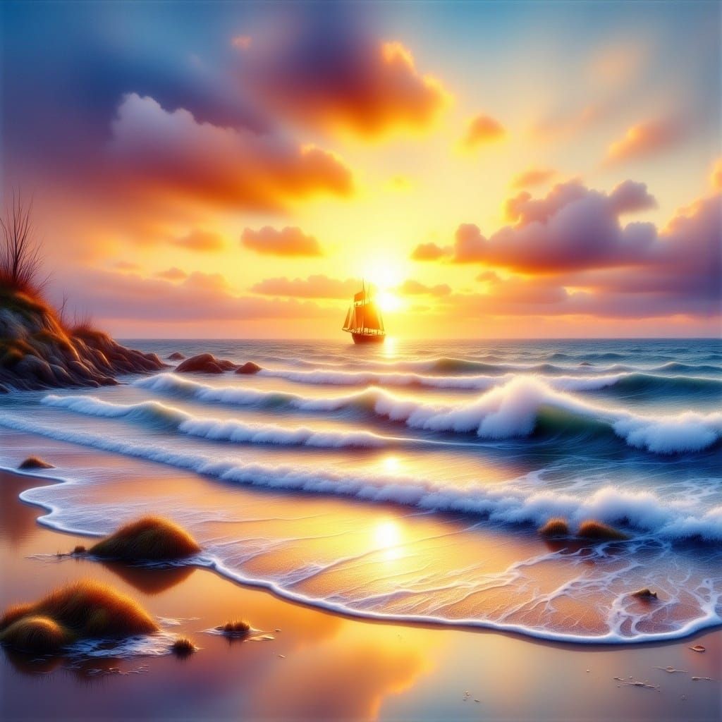 <lora:Flux Oil and Glory:15.0>
sunrise, beach in the foreground, foggy misty sea view and sailing ship in the distance, ...